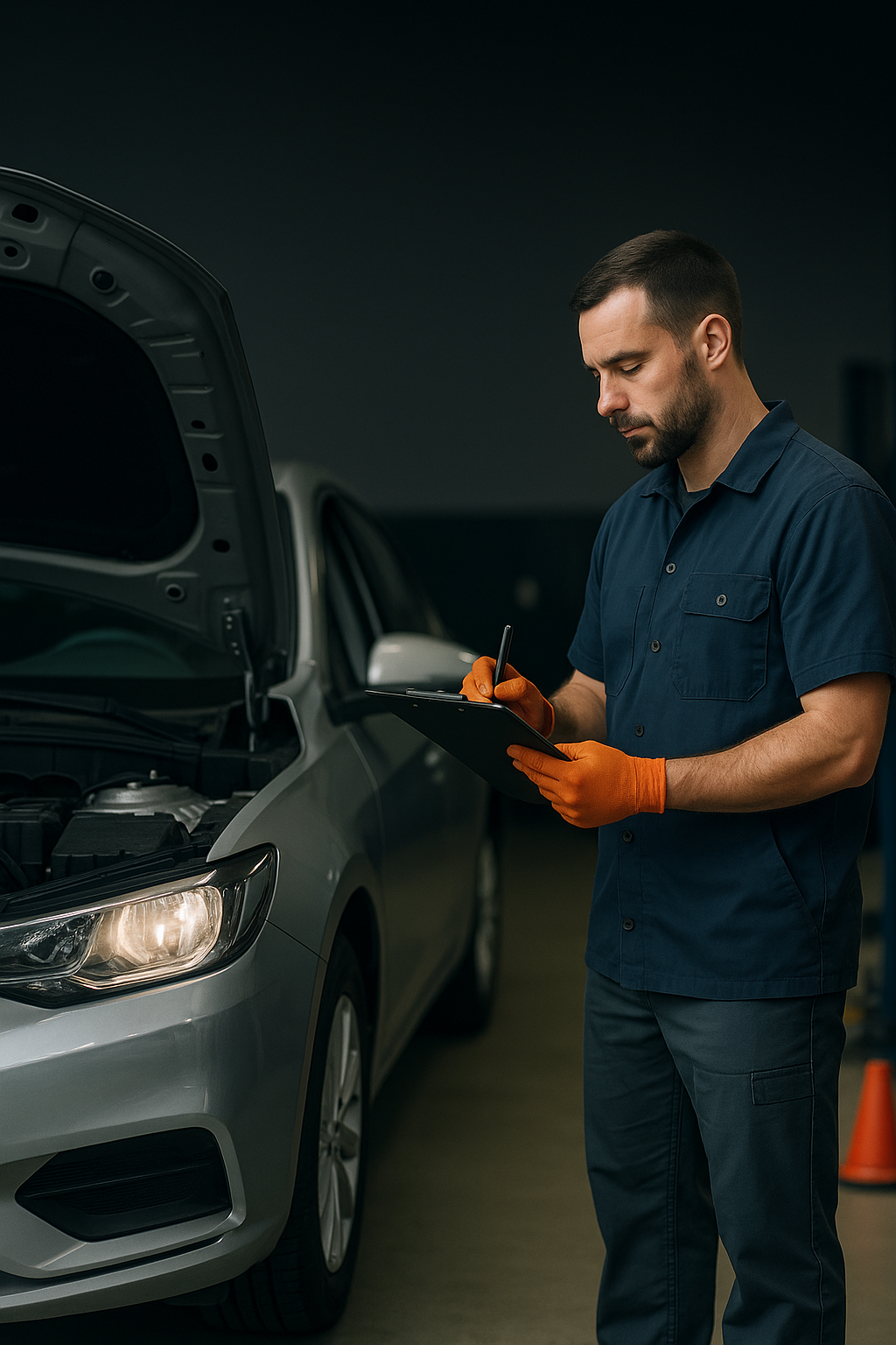 Certified mechanic inspecting a vehicle